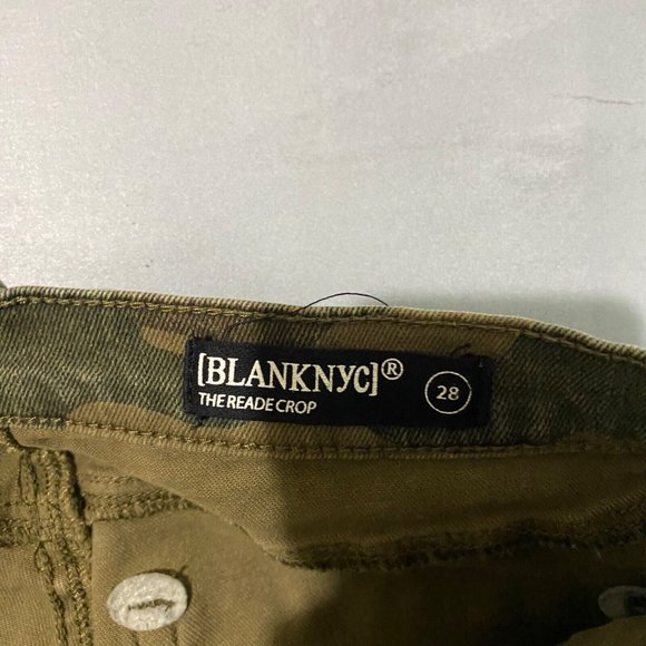 BlankNYC Jeans Womens Size 28 x 26 olive camo camuflage The Reade Crop skinny - Picture 6 of 6